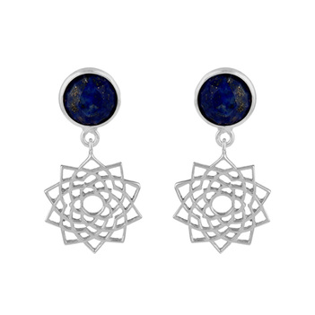 Sterling Silver Lapis Lazuli Mandala Drop Earring