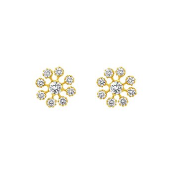 Radiant Diamond Studs in 22K Gold