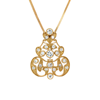 Dazzling 22K Gold and Old-Mine Cut Diamond Pendant