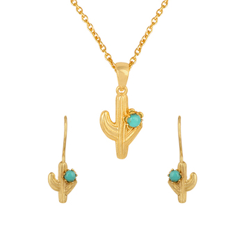 Sterling Silver Arizona Turquoise Pendant and Earring Set