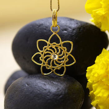 Geometric Gold and Rose-cut Diamond Mandala Pendant (Without Chain)