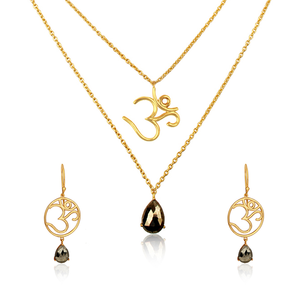 Buy Sterling Silver Pyrite Om Pendant 