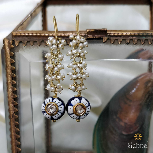 Uncut Diamond Earrings in 22K Gold -Indian Gold Jewelry -Buy Online