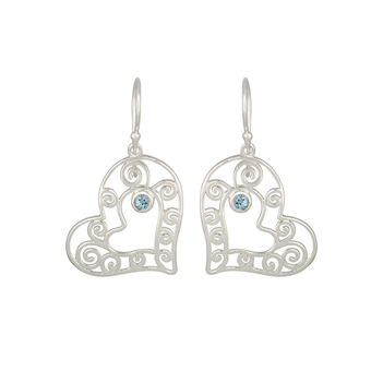 Sterling Silver Blue Topaz Heart Shape Earring