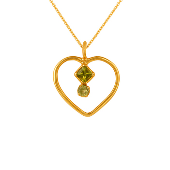 Sterling Silver Peridot Heart Shape Pendant with Chain