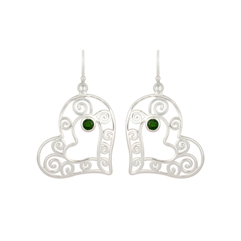 Sterling Silver Peridot Heart Shape Earring