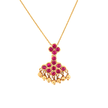 22K Gold Chandelier Ruby Pendant (Without Chain)
