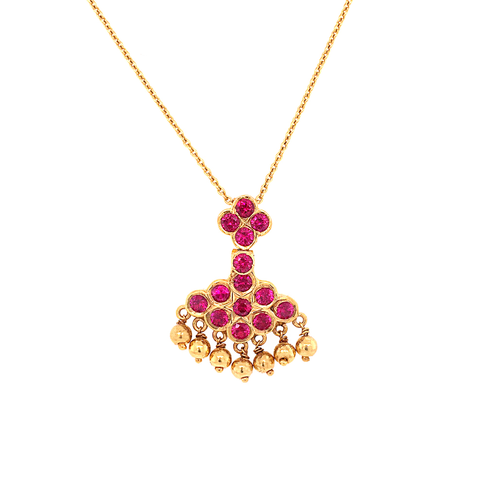 Shop 22K Gold Chandelier Ruby Pendant for Women | Gehna