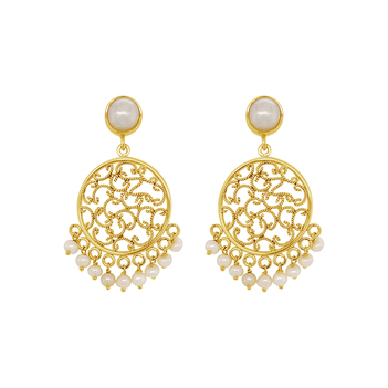 Pearl Drop Filigree Stud Earring