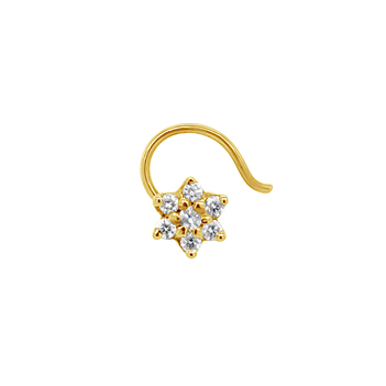 Floral Diamond & 22K Gold Nose Pin