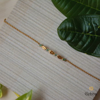 18K Gold & Emerald Wheat Bracelet
