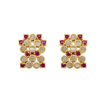 Geometric Design 18K Gold Stud Earrings