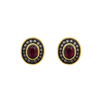 Diamond & Ruby Oval Studs