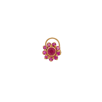 Regal Ruby Floral 22K Gold Nose Pin 