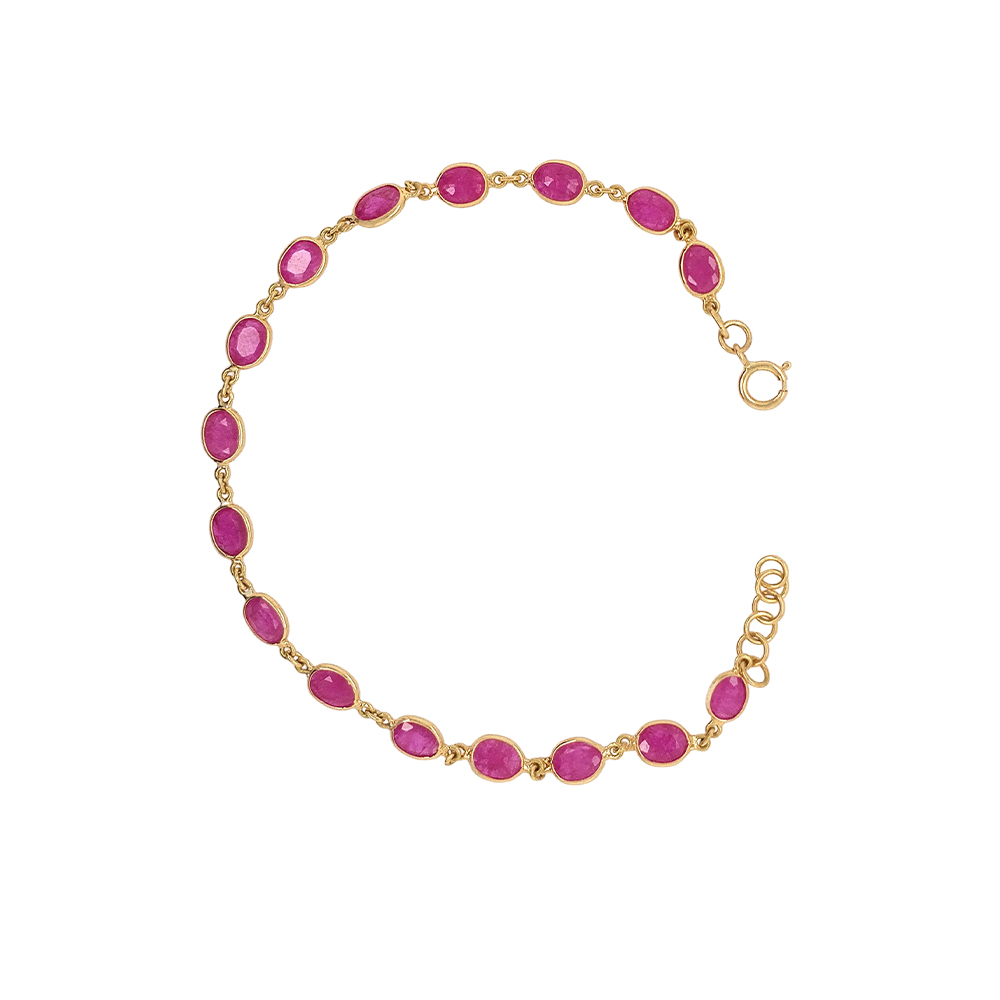 18k gold gemstone bracelet stack link layer Sapphire Ruby round rondelle india
