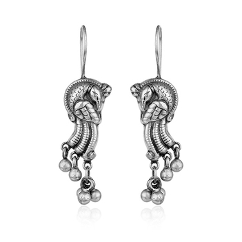 Royal Oxidised Silver Hook Earrings