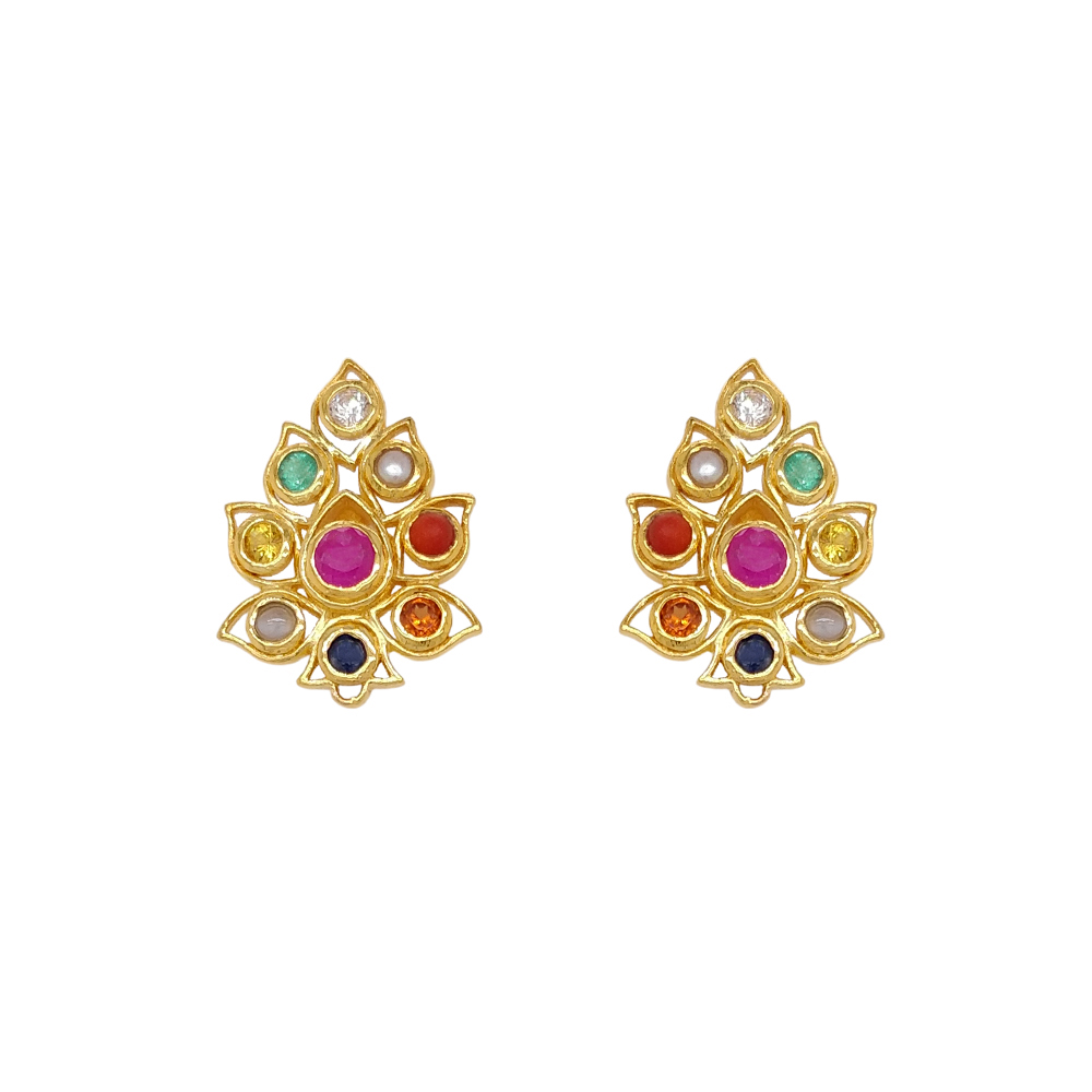 Shop Radiant Navaratna 925 Sterling Silver Stud Earring Online in India