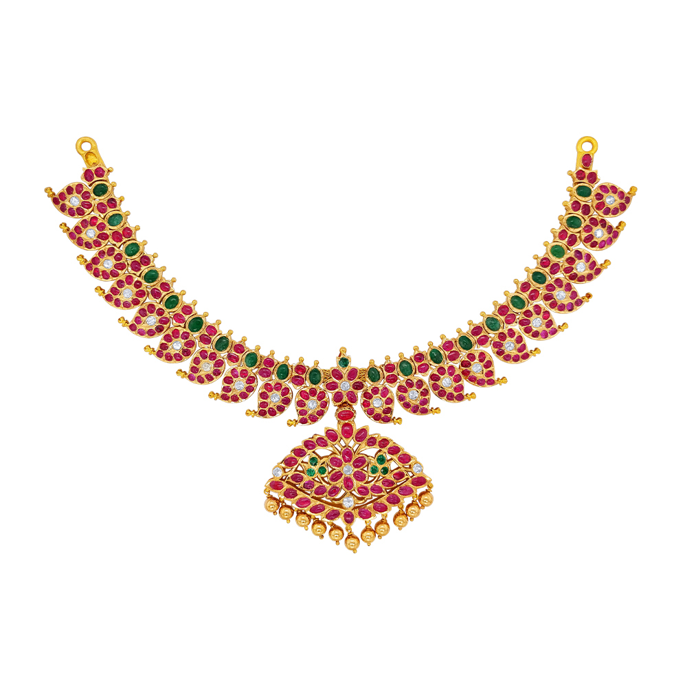 Ruby emerald sale mango necklace