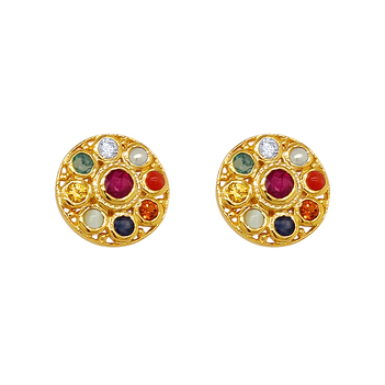 Shop 35+ Latest Navaratna 22K Gold Earrings for Women | Navaratna ...