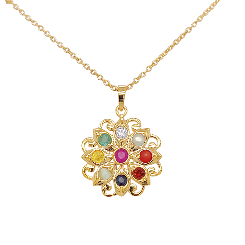 Shop 12+ Latest Navaratna Gold Pendant for Women | Navaratna Jewellery ...