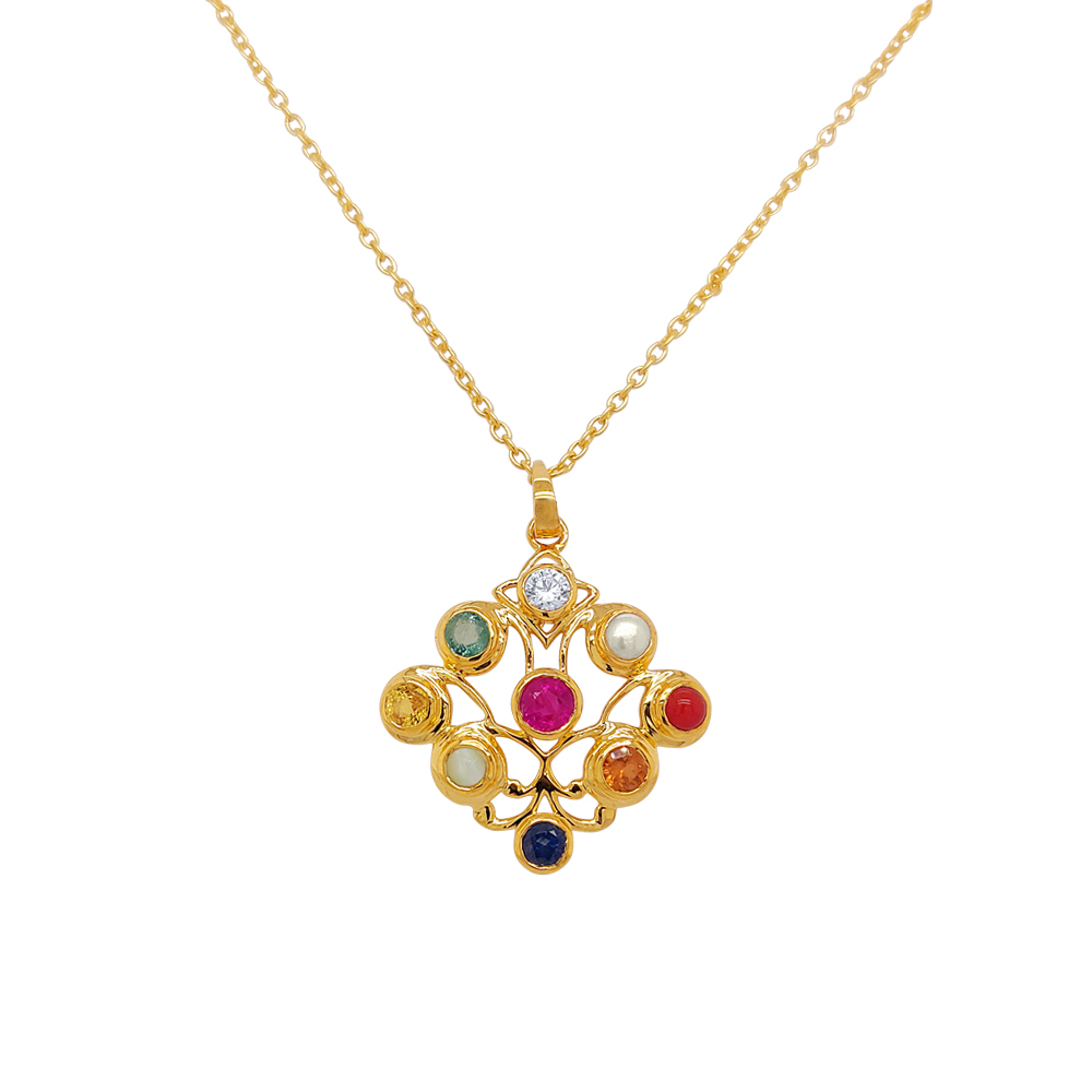 Shop Stylish Navaratna 22K Gold Pendant 
