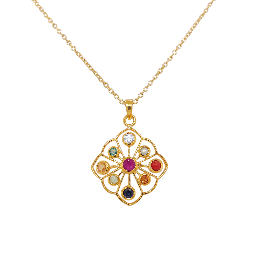 22k gold store navratna pendant