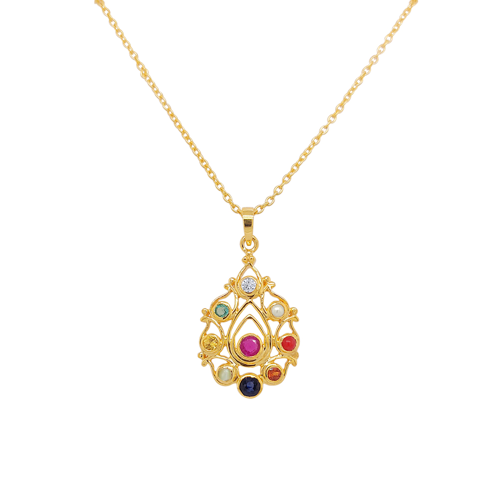 22k gold navratna pendant