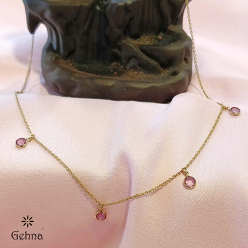 Pretty in Pink Sapphire Gold Necklace Chain (16 inches)