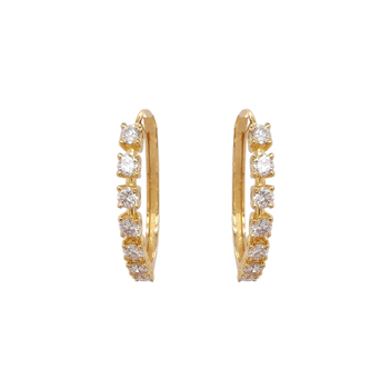 Showroom of Double line yellow gold diamond hoop bali earrings | Jewelxy -  210017