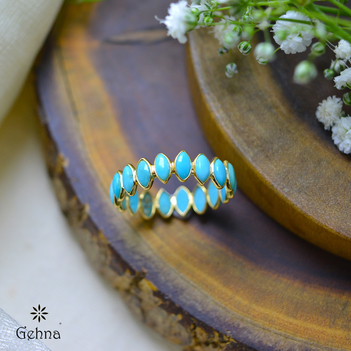 A Kiss of Blue Turquoise 18K Eternity Band
