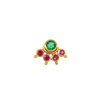 Brightly Authentic Ruby and Emerald 22K Gold Nosepin
