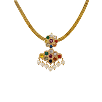 Authentic Beauty Navaratna 22K Gold Pendant ( Without Chain )