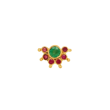 Authentic Elegance Ruby and Emerald 22K Gold Nose pin