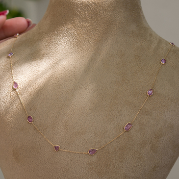Magical Pink Sapphire Infinite 18K Gold chain (20 inches)