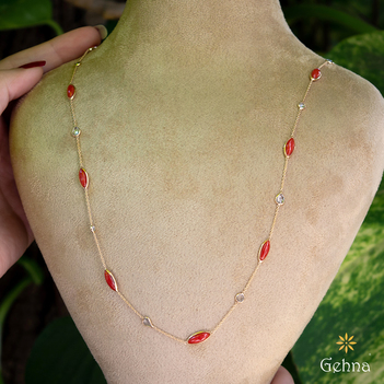 Charming Coral and Sapphire Chain (20 inches)