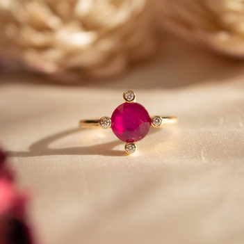 Regal Ruby and Diamond 18K Gold Ring