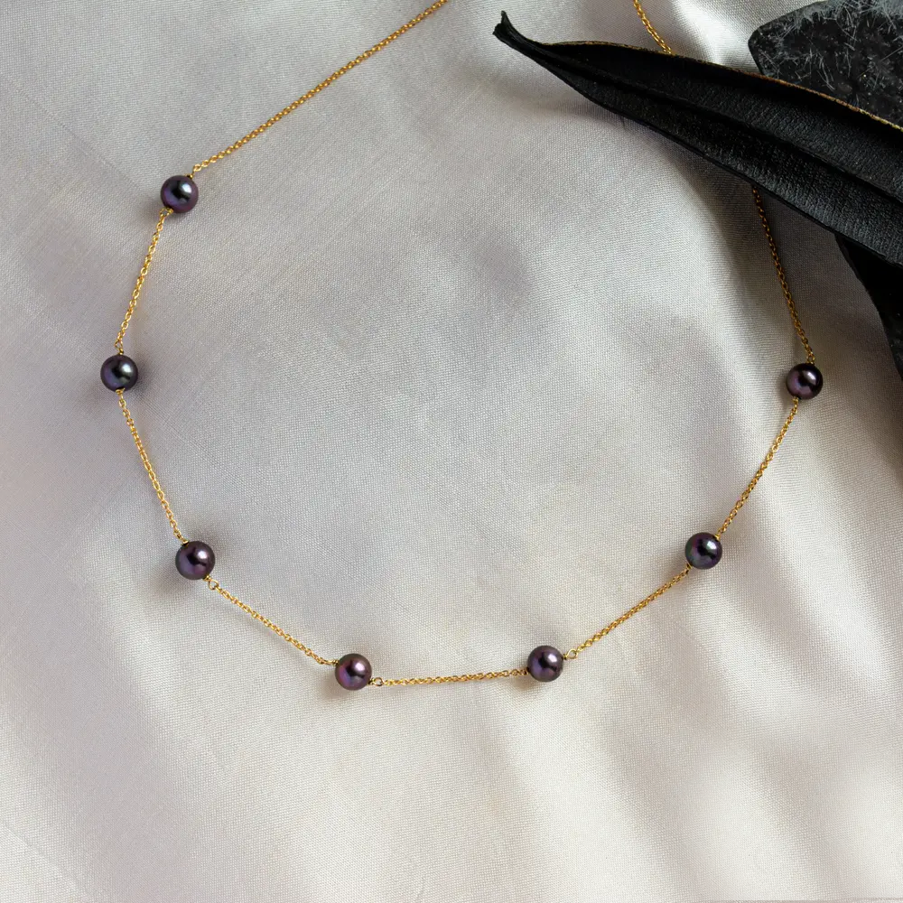 Shop True Elegance 18K Gold Tahitian Pearl Chain Online in India Gehna