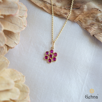 Radiant Natural Ruby Gold Charm Pendant (without chain)