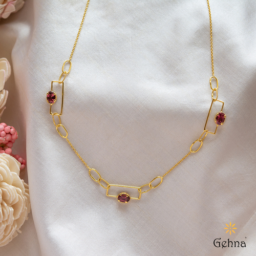 Stylish Linked 18K Gold Chain (16 Inches) by GEHNA