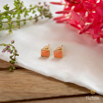 Trendy Peachy Coral Stud Earrings 