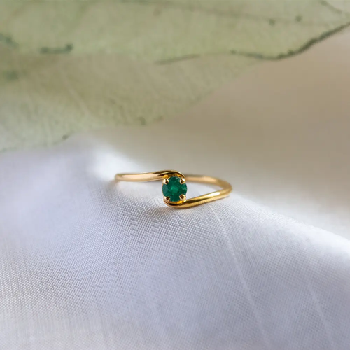 French 14K Black Gold Three Stone Emerald Wedding Ring Engagement Ring  R182-14KBGEM | Caravaggio Jewelry