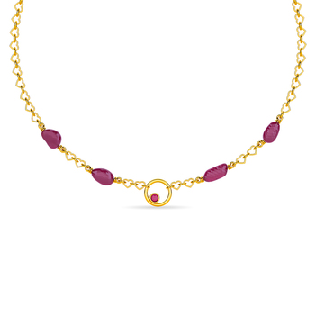 Linked Natural Ruby Tumble 14K Gold Chain (16 inches)