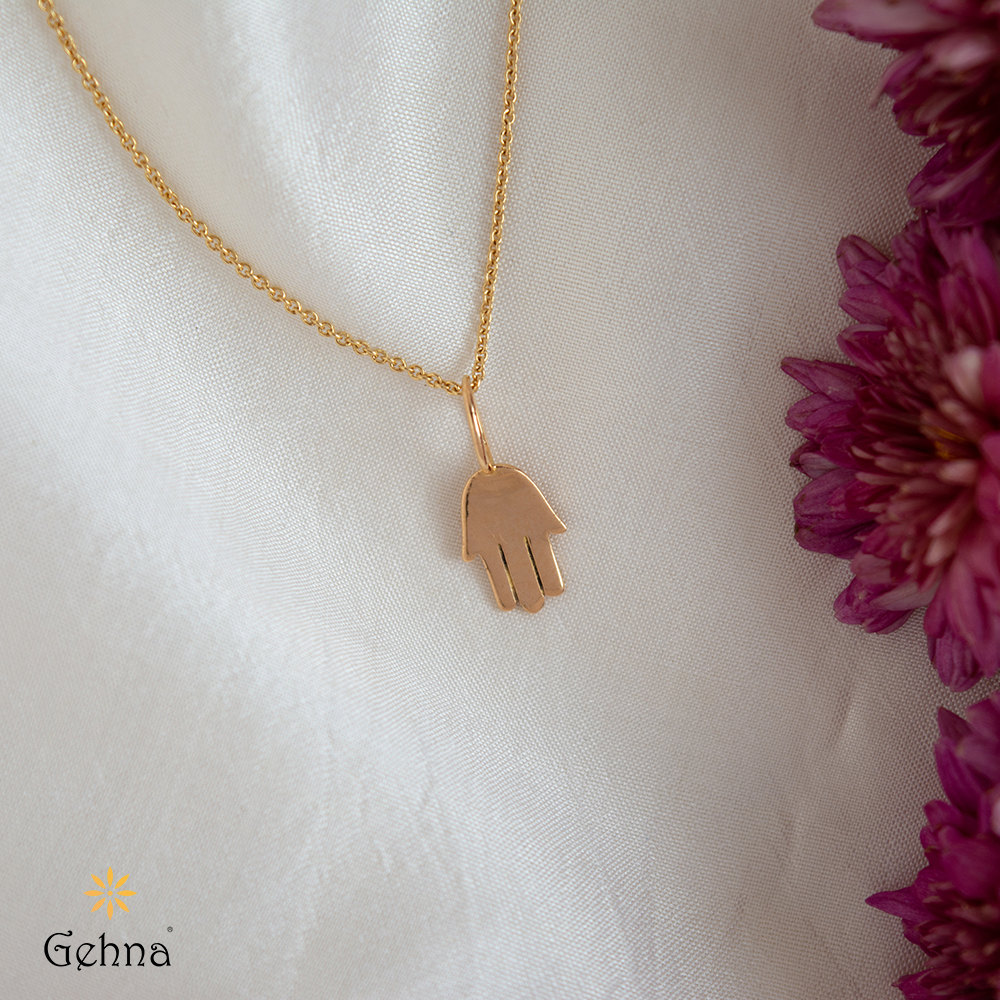 Hand Carved Hamsa / Hand Necklace With Evil Eye Plated in 14k Gold With Gold  Eye Bead - Etsy