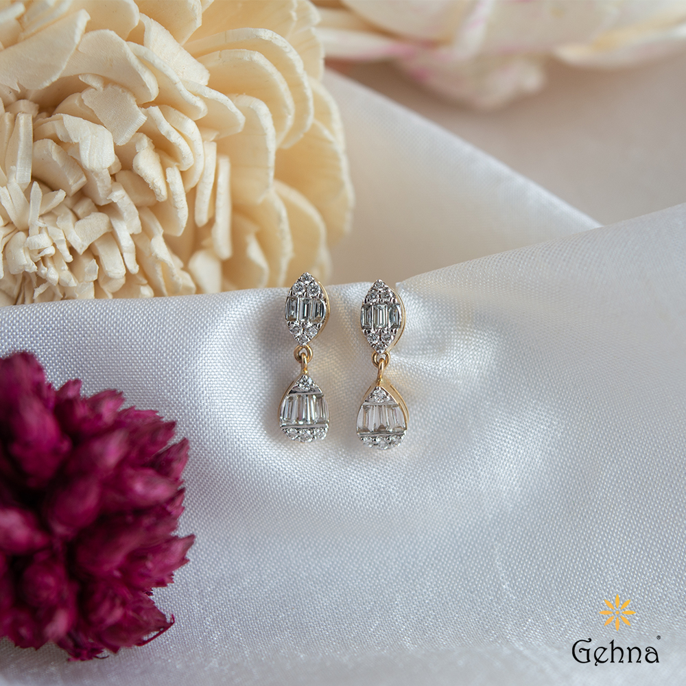 Reverse tulip beautiful Diamond Earrings  Sparkle Jewels