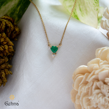 Elegant Romance Emerald & Diamond Pendant (16 Inches)