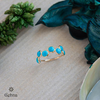 Funky Natural Turquoise and 18K Gold Ring