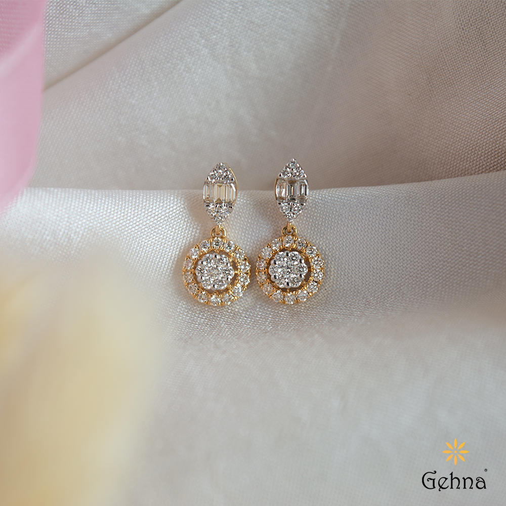 Shop Glittering Diamond 18K Gold Dangler Earrings for Women | Gehna