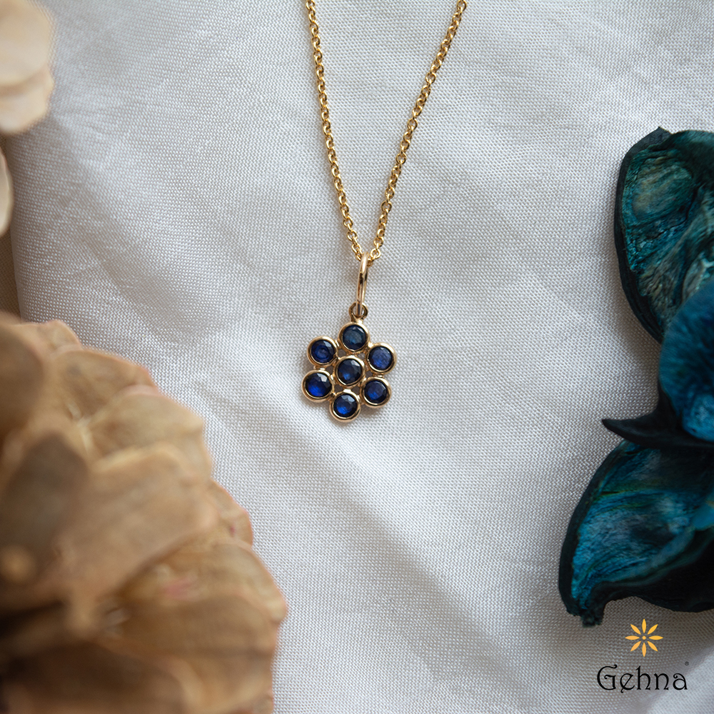 Shop Blue Sapphire Royalty 18K Gold Charm Pendant for Women | Gehna
