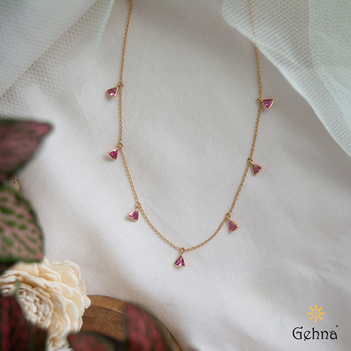 Contemporary Pink Tourmaline 18K Gold Chain (16 inches)
