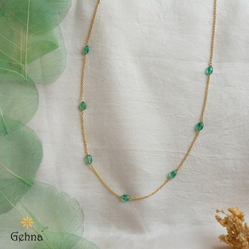 Dainty Natural Emerald 18K Gold Chain (16 inches)